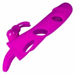 Outlet 🥰 Bondara Magenta Silicone Vibrating Rabbit Cock Sleeve ❤️