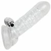 Outlet ⭐ Bondara Clear Textured Vibrating Cock Sleeve With Ball Strap 🎉