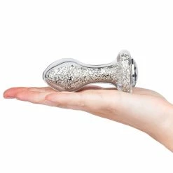 Brand new 🔔 Glacier Glass Silver Sparkler Jewelled Butt Plug - 4 Inch 🔥 -Male sex toys Sale unnamed file 336