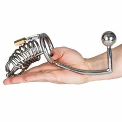 Cheap 🧨 Torment Stainless Steel Chastity Cage With Sound & Anal Hook ❤️ -Male sex toys Sale unnamed file 75